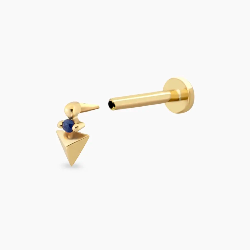 Atea Blue Safir Taşlı Sarı Alrtın Piercing