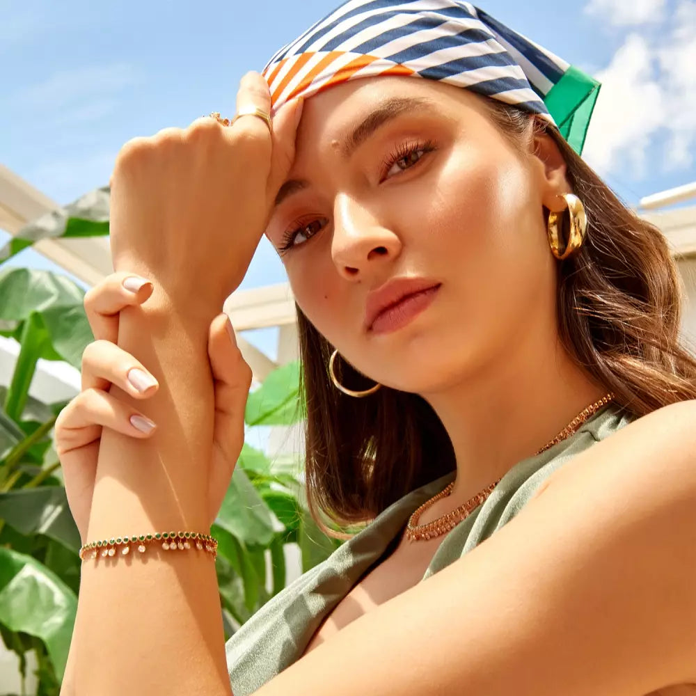 Atomik Pırlanta ve Zümrüt Taşlı Bileklik