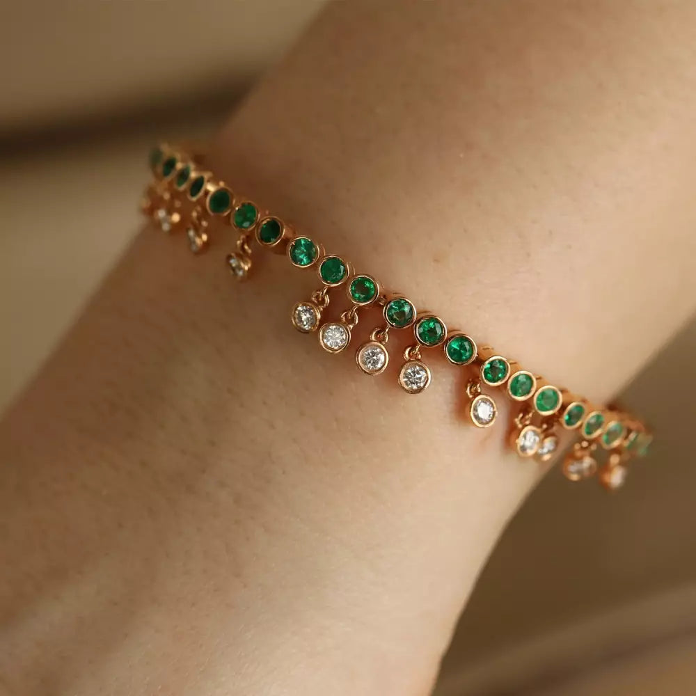 Atomik Pırlanta ve Zümrüt Taşlı Bileklik