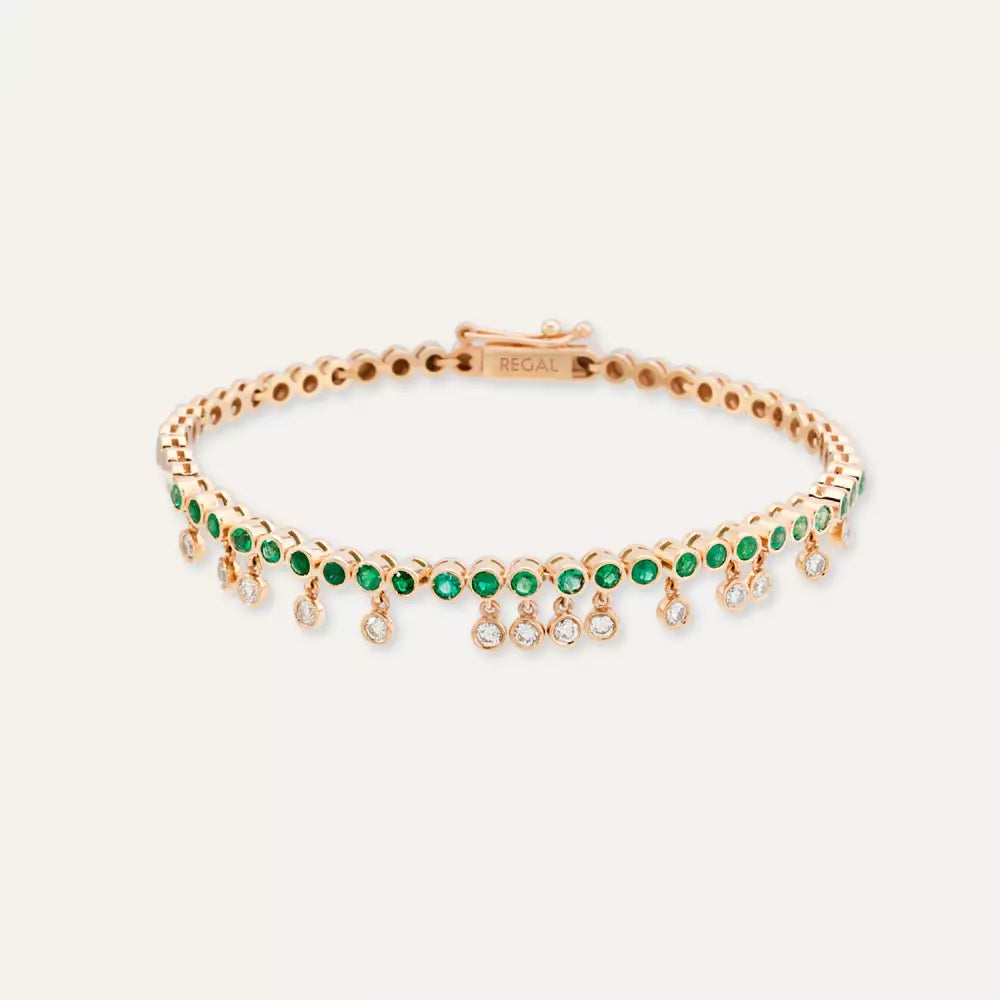 Atomik Pırlanta ve Zümrüt Taşlı Bileklik