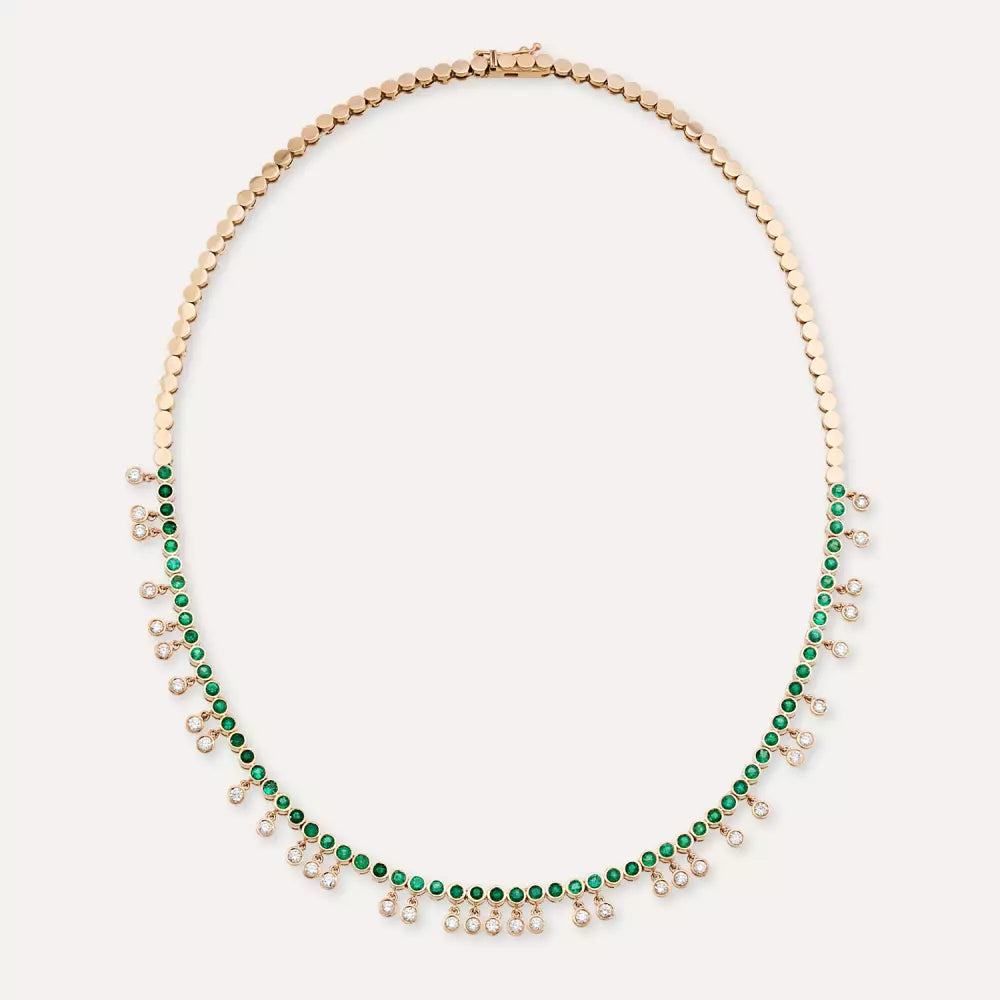 Atomik Pırlanta ve Zümrüt Taşlı Kolye