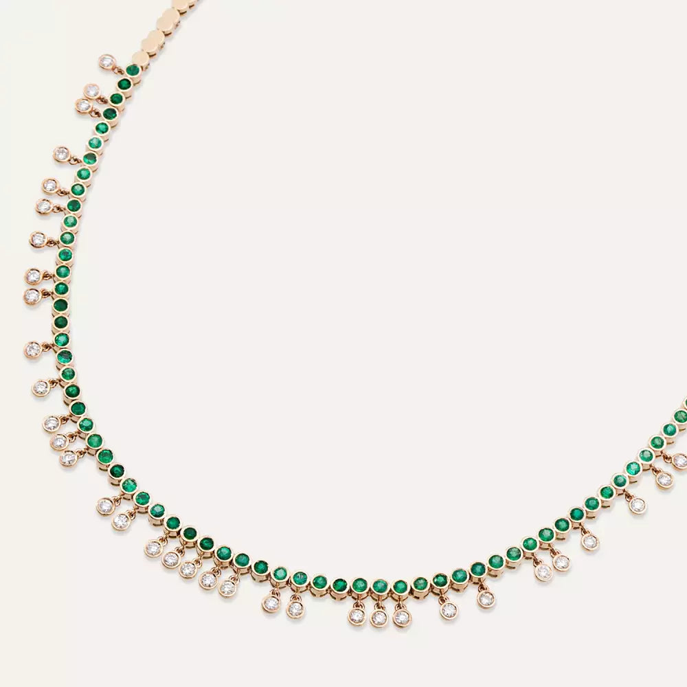 Atomik Pırlanta ve Zümrüt Taşlı Kolye