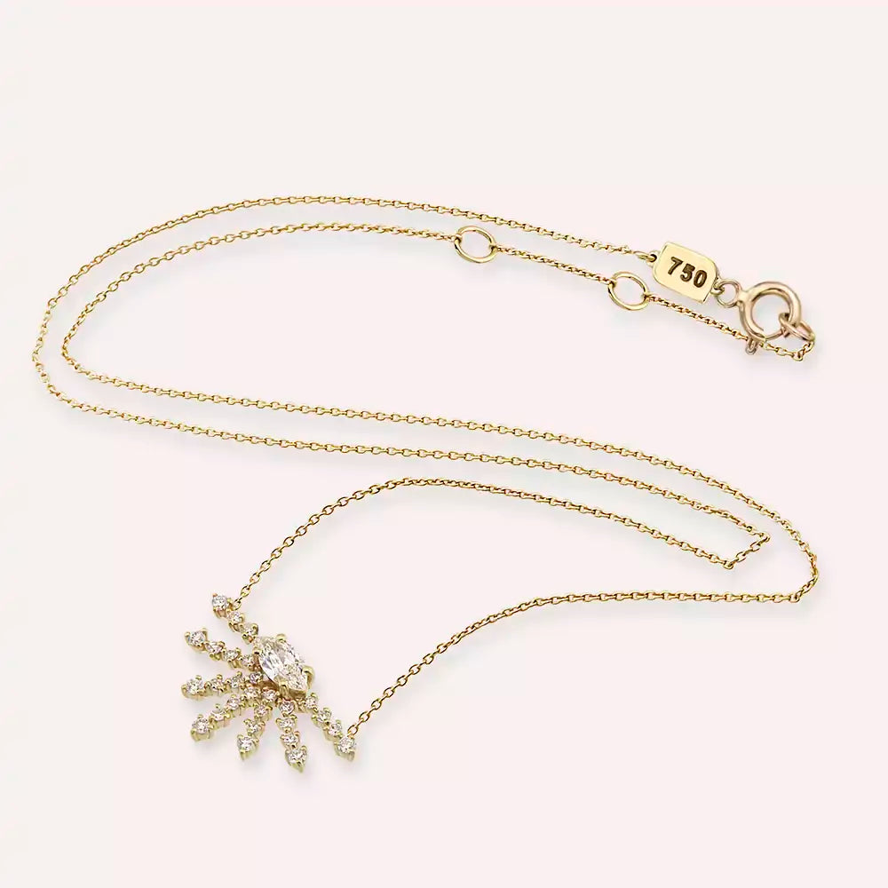 Aura II Pırlanta Taşlı Sarı Altın Kolye