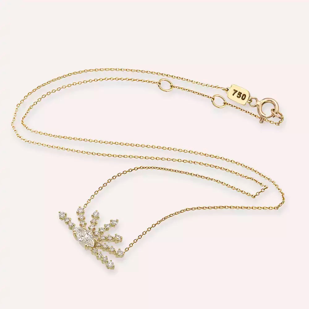 Aura Pırlanta Taşlı Sarı Altın Kolye