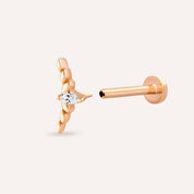 Axis Markiz Kesim Pırlanta Taşlı Rose Altın Piercing
