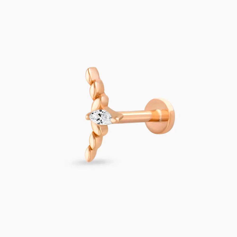 Axis Markiz Kesim Pırlanta Taşlı Rose Altın Piercing
