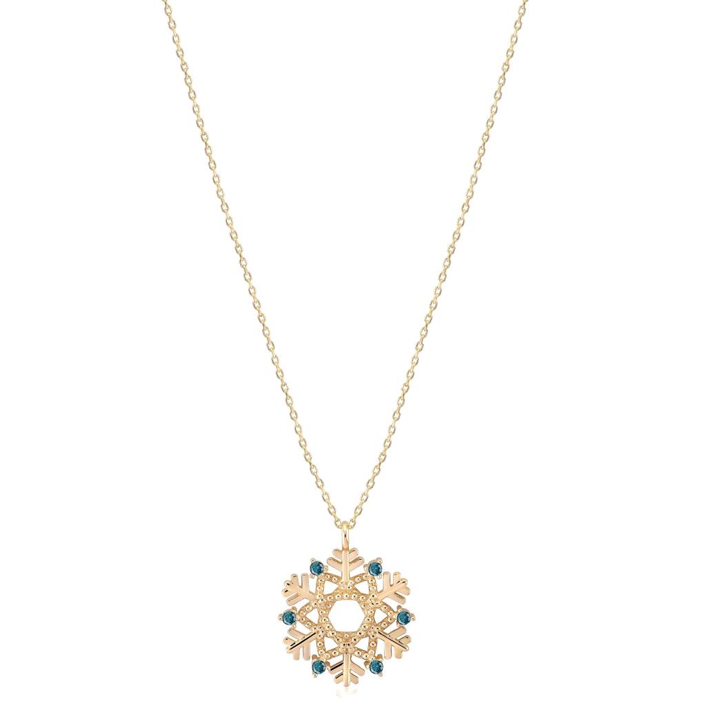 Cabaret Blue Diamond Snowflake Necklace