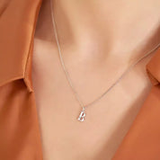 B Harf Pırlanta Taşlı Beyaz Altın Kolye