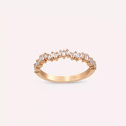 Baget Kesim Pırlanta Taşlı Rose Altın Yarımtur Yüzük