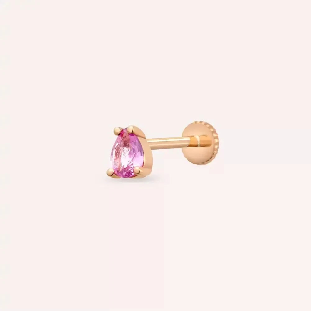 Bead Pink Safir Taşlı Rose Altın Piercing