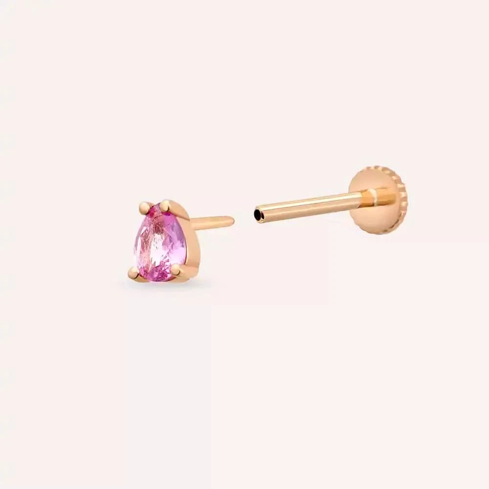 Bead Pink Safir Taşlı Rose Altın Piercing