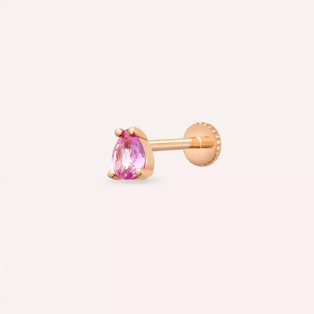 Bead Pink Safir Taşlı Rose Altın Piercing