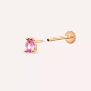 Bead Pink Safir Taşlı Rose Altın Piercing