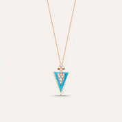 Beam Pırlanta Taşlı ve Mavi Mineli Rose Altın Kolye