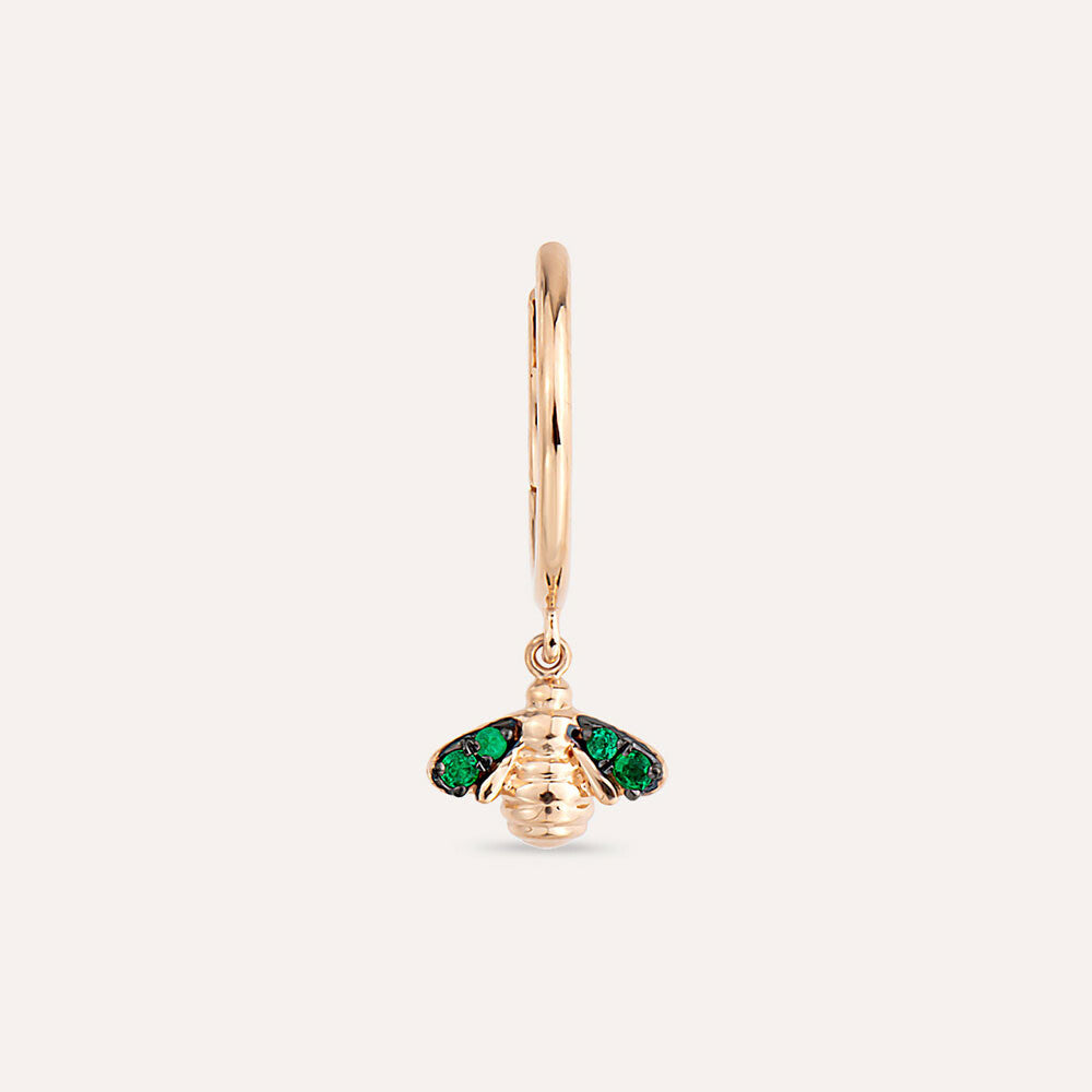 Bee 0.05 CT Zümrüt Taşlı Rose Altın Küpe