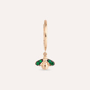 Bee 0.05 CT Zümrüt Taşlı Rose Altın Küpe