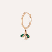 Bee 0.05 CT Zümrüt Taşlı Rose Altın Küpe