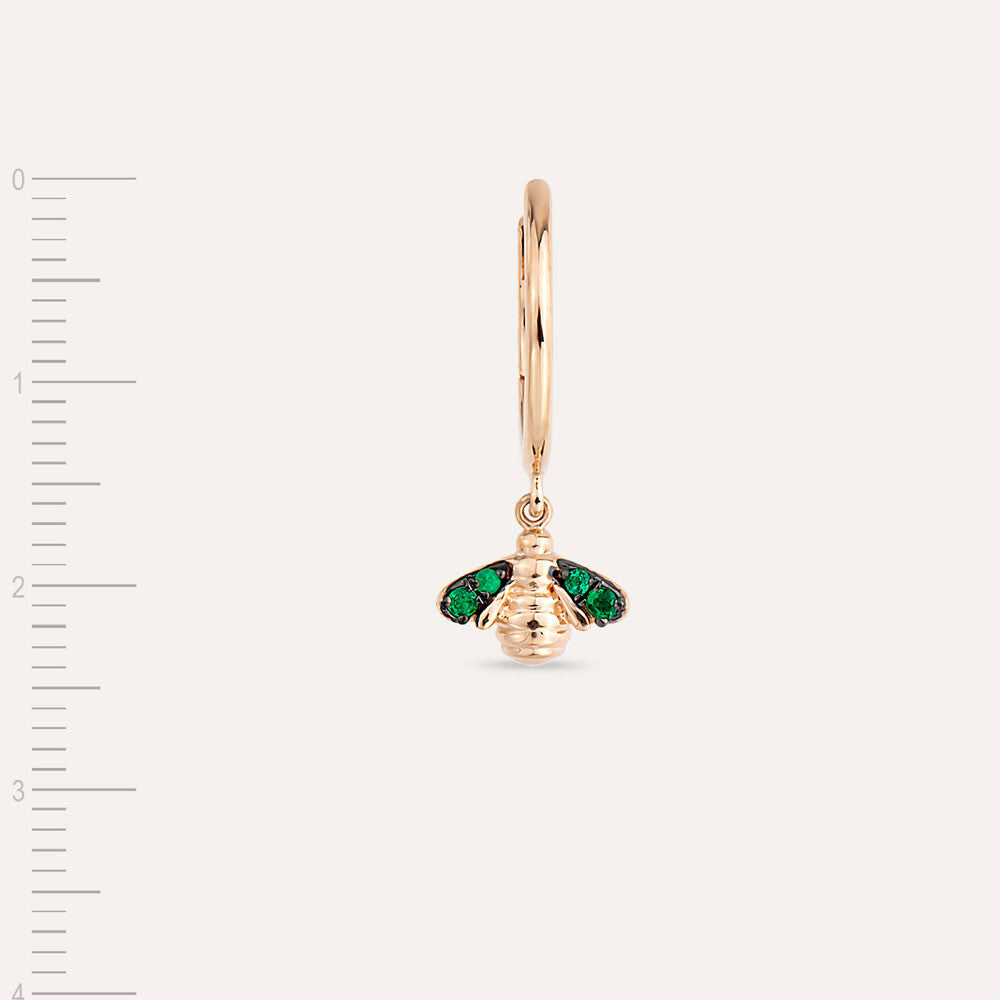 Bee 0.05 CT Zümrüt Taşlı Rose Altın Küpe