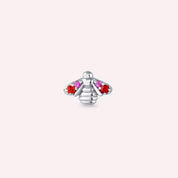 Bee Multicolor Safir Taşlı Beyaz Altın Küpe