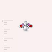 Bee Multicolor Safir Taşlı Beyaz Altın Küpe