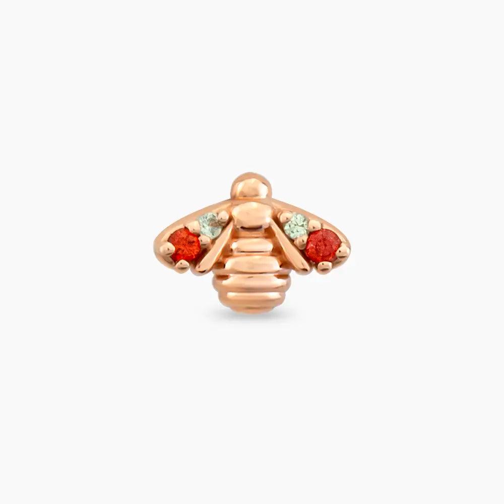 Bee Multicolor Safir Taşlı Rose Altın Piercing