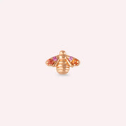 Bee Multicolor Safir Taşlı Rose Altın Tek Küpe