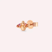 Bee Multicolor Safir Taşlı Rose Altın Tek Küpe