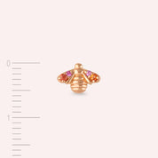 Bee Multicolor Safir Taşlı Rose Altın Tek Küpe