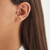 Bee Siyah Pırlanta Taşlı Rose Altın Piercing