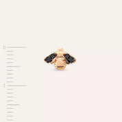 Maya Siyah Pırlanta Taşlı Rose Altın Tek Küpe