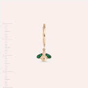 Bee Zümrüt Taşlı Rose Altın Küpe