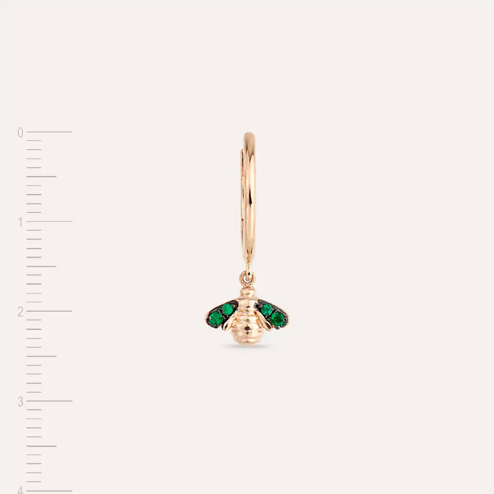 Bee Zümrüt Taşlı Rose Altın Küpe