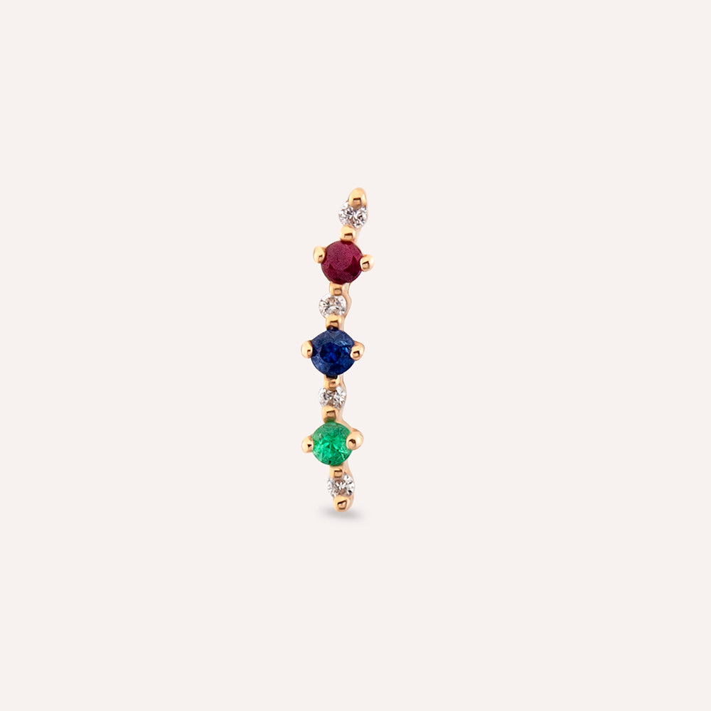 Beeline Çok Renkli Taşlı Rose Altın Piercing