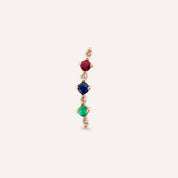 Beeline Çok Renkli Taşlı Rose Altın Piercing