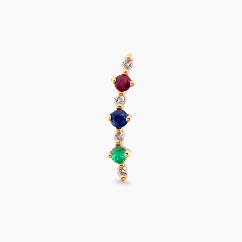 Beeline Çok Renkli Taşlı Rose Altın Piercing