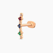 Beeline Çok Renkli Taşlı Rose Altın Piercing