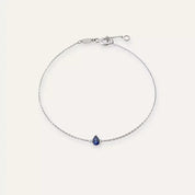 Bella Damla Kesim Safir Taşlı Beyaz Altın Bileklik