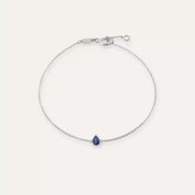 Bella Damla Kesim Safir Taşlı Beyaz Altın Bileklik