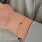 Bella Zümrüt Taşlı Rose Altın Bileklik