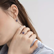 Zenith Pırlanta Taşlı ve Lacivert Mineli Küpe