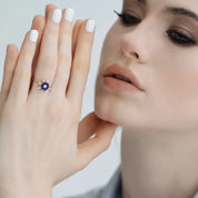 Zenith Pırlanta Taşlı ve Lacivert Mineli Yüzük