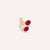 Berry Yakut ve Pırlanta Taşlı Rose Altın Piercing