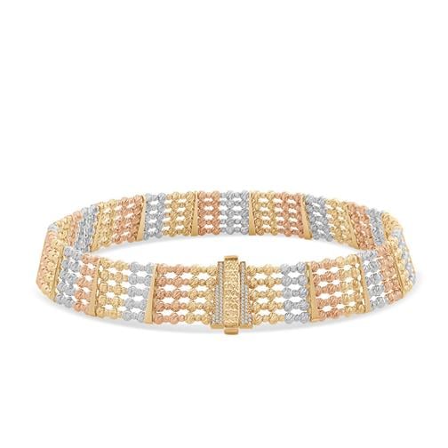Beş Sıra Üç Renk Choker Kolye