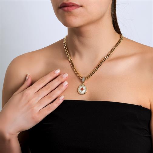 Beş Taşlı Madalyon Charm