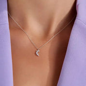 Bevel Pırlanta Taşlı Beyaz Altın Kolye