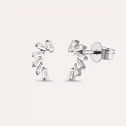 Bevel Pırlanta Taşlı Beyaz Altın Küpe