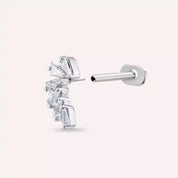 Bevel Pırlanta Taşlı Beyaz Altın Piercing