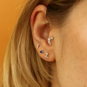 Bevel Pırlanta Taşlı Beyaz Altın Piercing