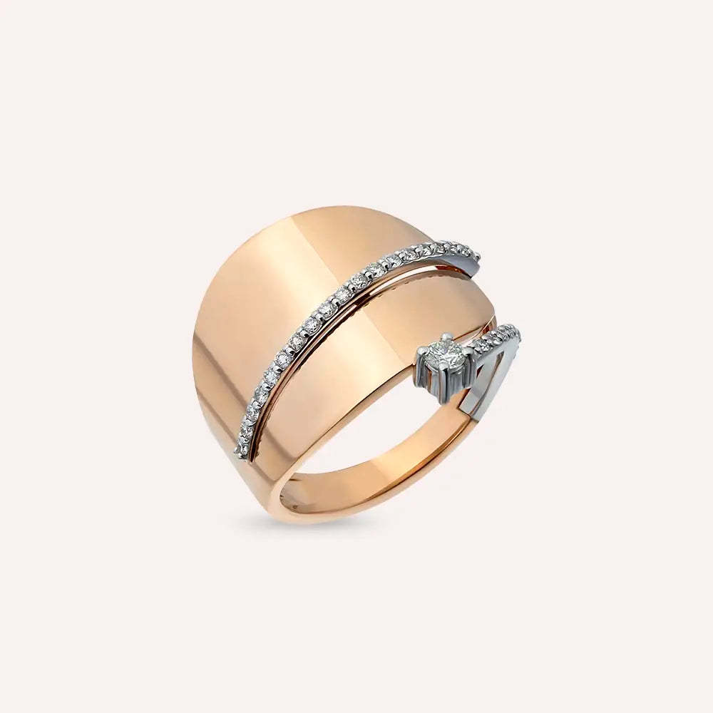 Bia 0.32 CT Pırlanta Taşlı Rose Altın Yüzük