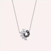 Bind Siyah Pırlanta Taşlı Beyaz Altın Kolye